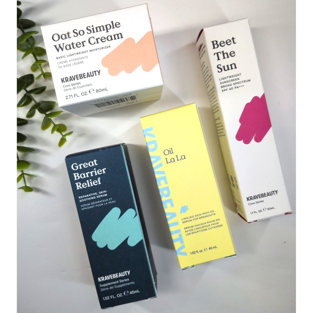 NIB LOT 4🩷KraveBeauty Great Barrier Relief Beet The Sun Oil La La Oat So Simple